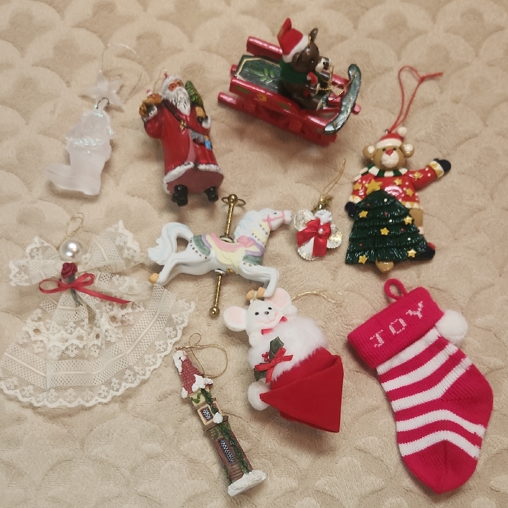 Fanciful Christmas Ornament Set with Santa and Reindeer & 31 Bag - Picture 2 of 11